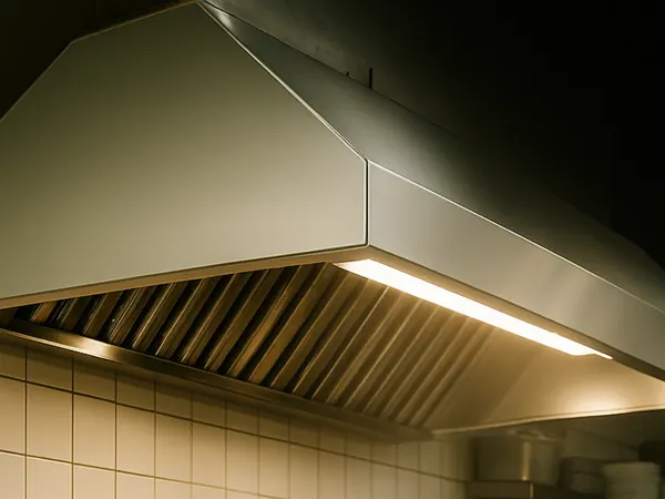 Cappa di una cucina professionale dopo la pulizia di Kappa Pro